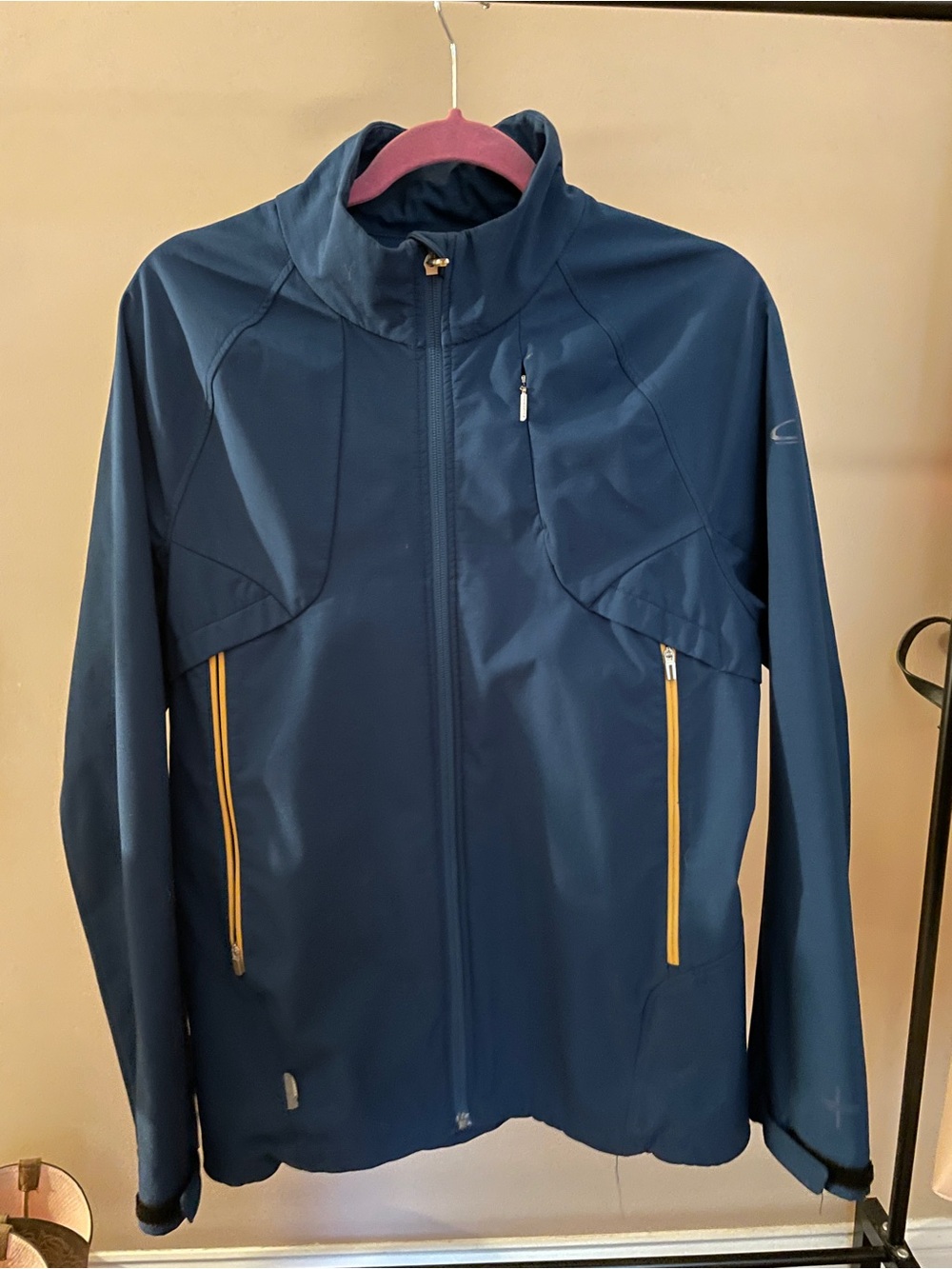 Icebreaker Navy Jacket with Yellow Zipper Accents